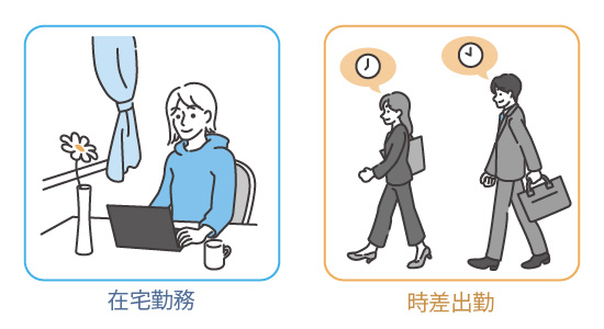 時差出勤・在宅勤務の様子