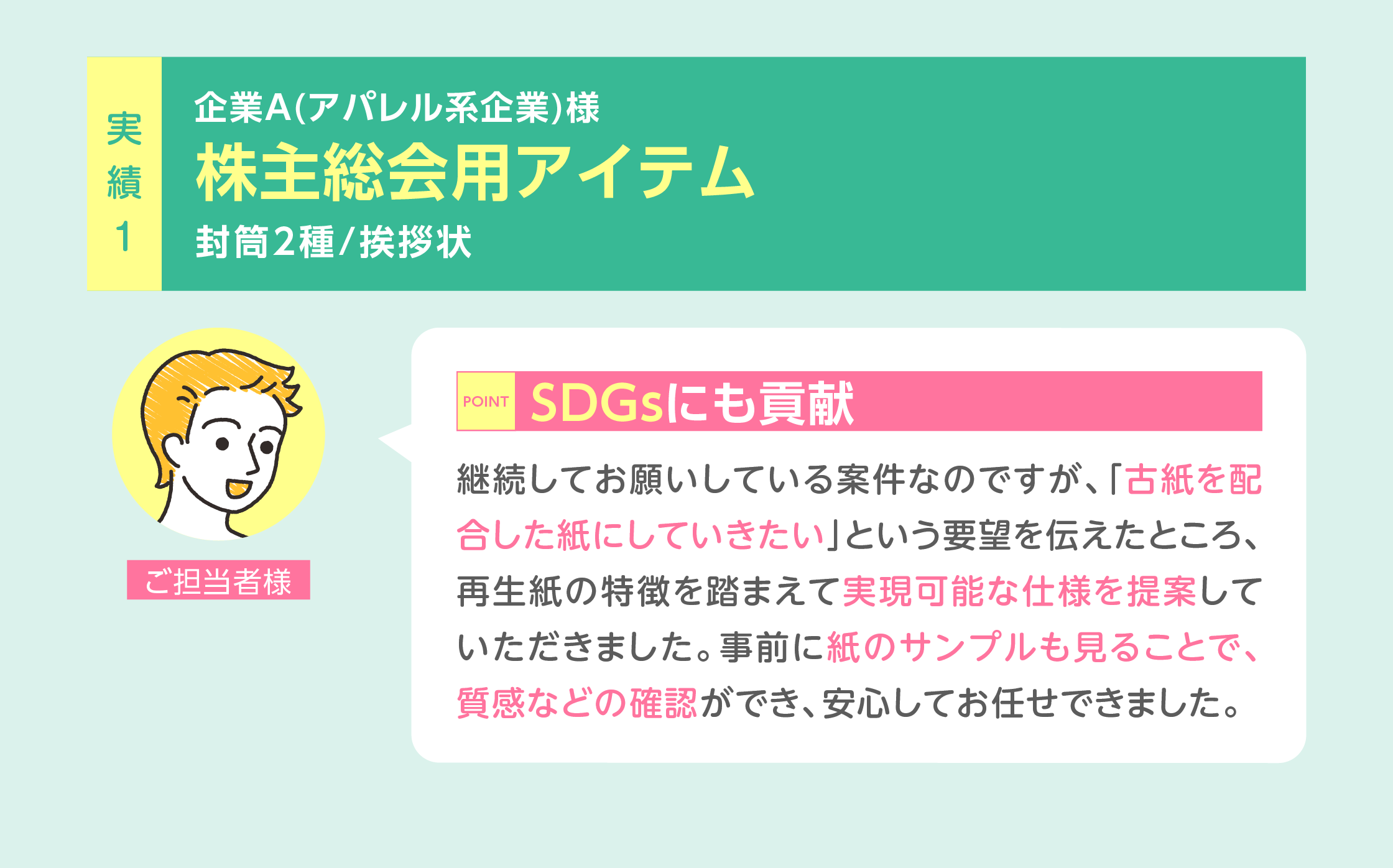 実績1：株主総会用アイテムをSDGs視点で提案